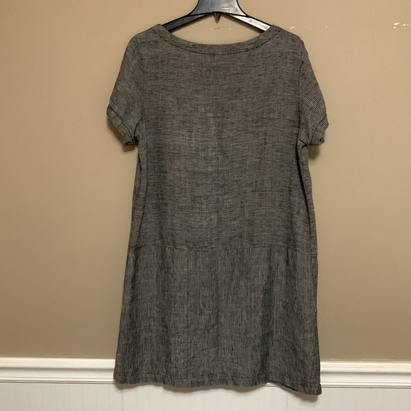 Garnet Hill Women’s 100% Linen Charcoal/White Mini Dress Size 12 Minimalist - Picture 2 of 11
